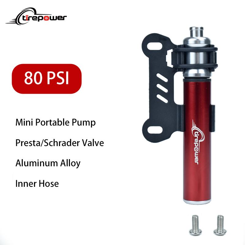 Mini Bike Pumps with Presta & Schrader Valve Hand Mini Pump Portable Inflator Pump Fast Tyre Inflator Pump Road MTB Bikes Balls 810-Red