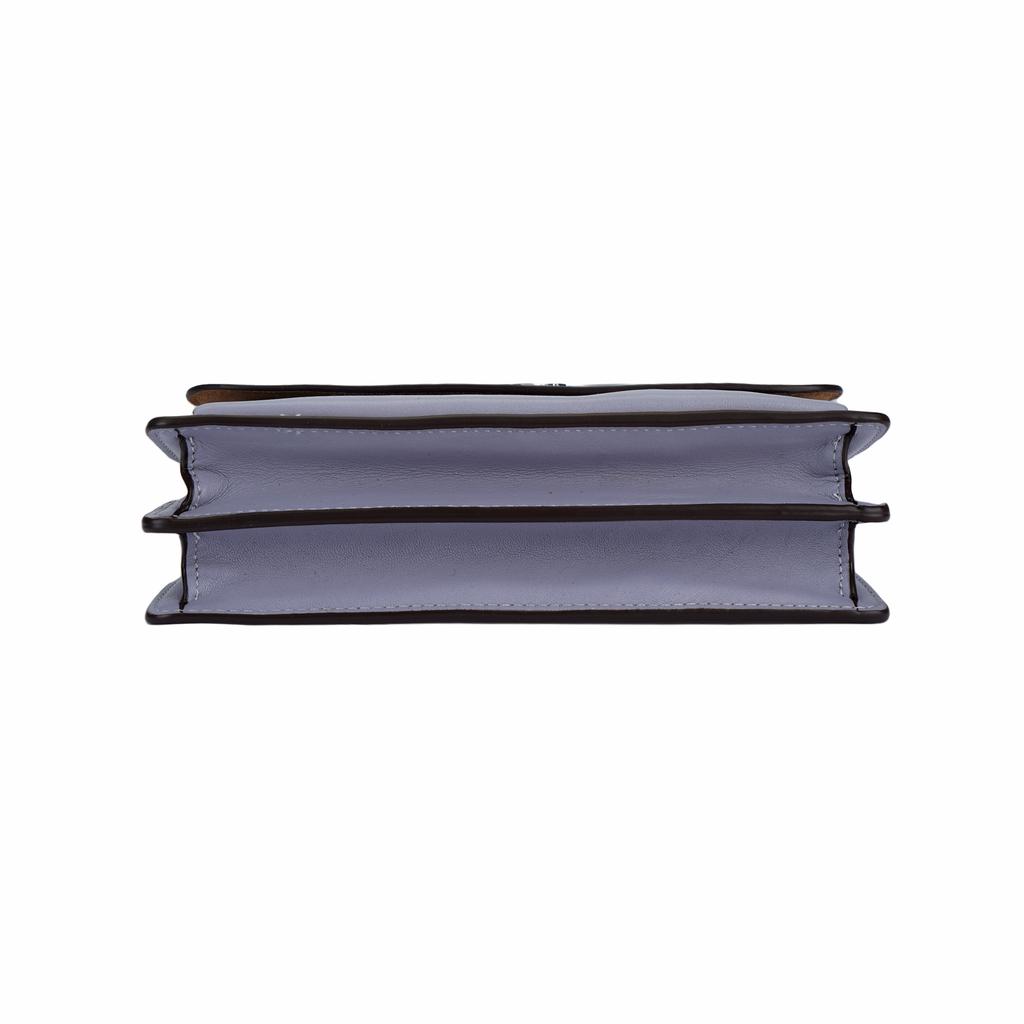 Coach Klare 18 Klassische Monogramm Klappe Brief Logo Leinwand und Leder Mini Umhängetasche Damen Umhängetasche Weiß Lavendel C9946-SVVVJ