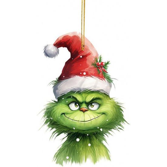 1/7Pcs Christmas Tree Ornaments Cartoon Green Elf Tree Hanging Decoration Acrylic Xmas Pendant for Holiday Car Window Wall Tree Decor