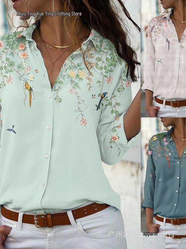 Bestselling Women's Casual Printed Long Sleeve Button-Up Shirt