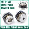 1 PZ 2M 12T-24T Pignone Cilindrico Foro 8/10/12/14/15/16/17/18/19/20/22/24mm Acciaio al Carbonio Pignone Motore con Gradino
