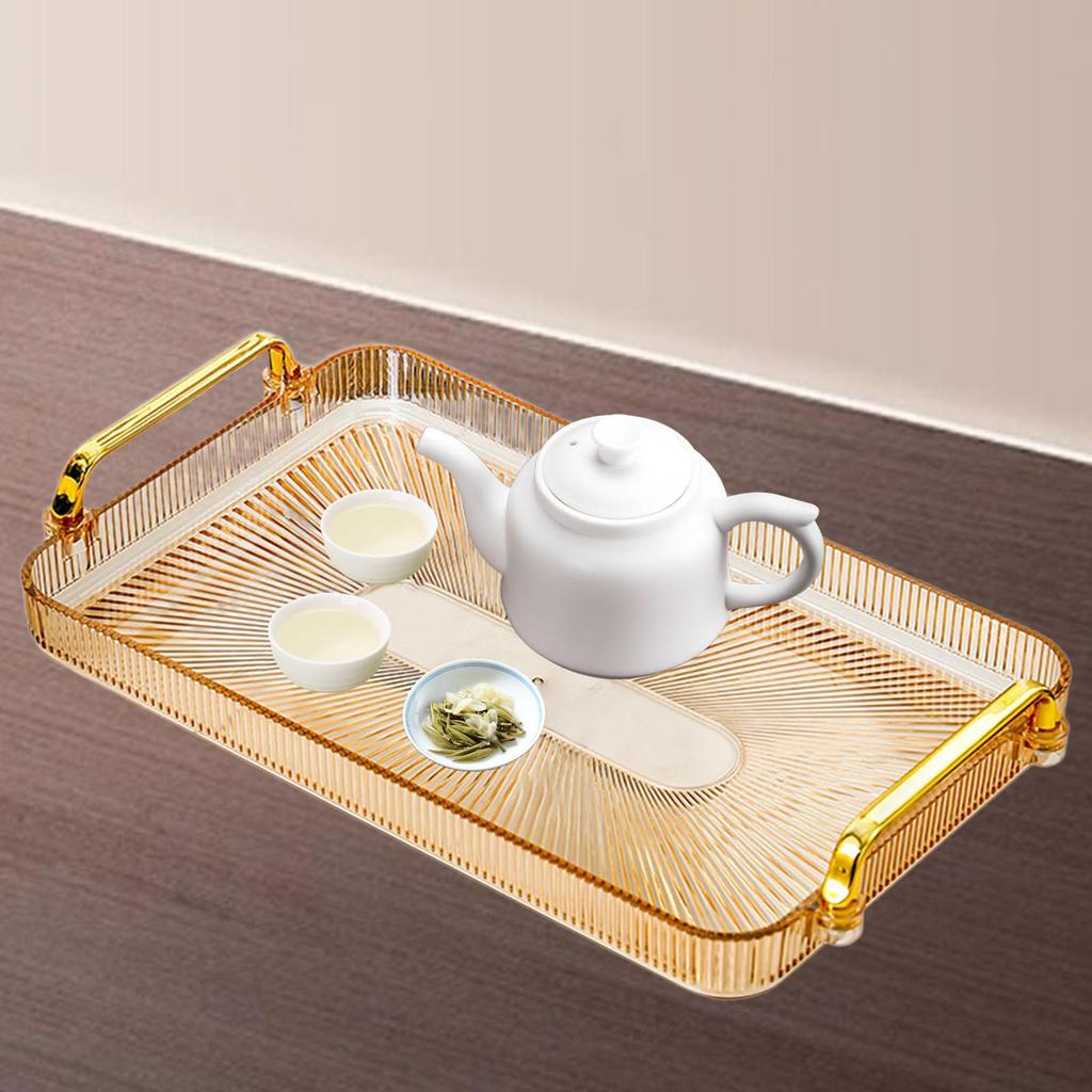 Serving Tray with Handles Countertop Cosmetics Tray Bathroom Vanity Tray for Party Breakfast Living Room Bathroom Office