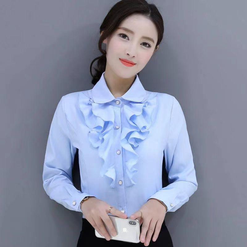 2025 Trendy Women's Slim Fit Ruffle Lace Chiffon Shirt - Versatile Spring/Summer Top