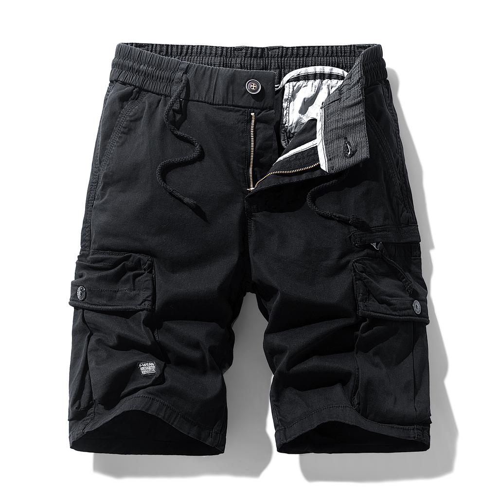 Summer Men's Casual Pants Simple Multi-Pocket Cotton Loose Fit Comfortable Breathable Knee Length Pants