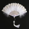 Ancient Style Feather and Lace Cheongsam Fan - Retro Chinese Hanfu Dance Accessory.