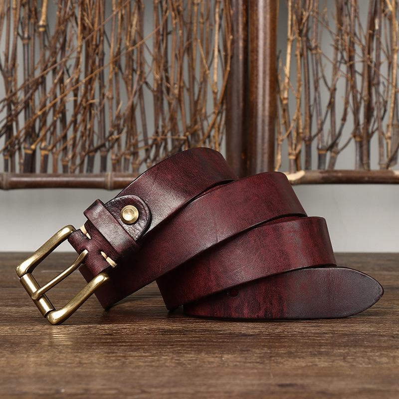 3.3Cm Wide Belt Men'S Retro Pure Cowhide Jeans Belt Men'S Fashion Leather Women'S Universal