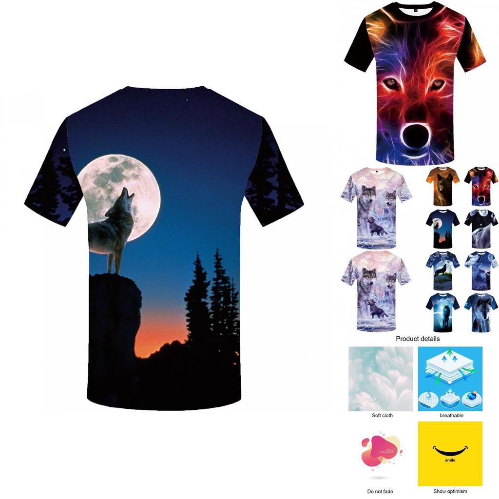 Men's Wolf Mountain 3d Print Summer Casual T-shirt With Stunning Graphic Design