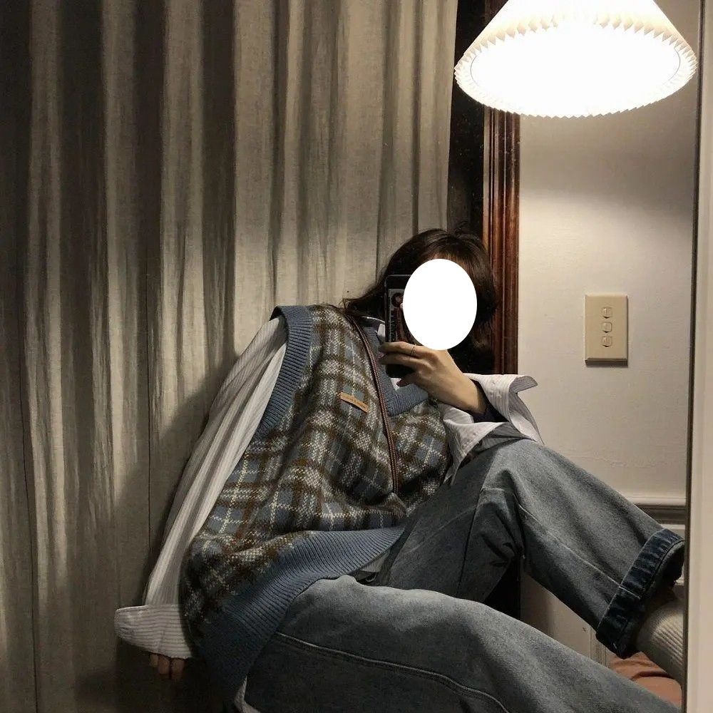 Kamizelka damska Plaid Vintage Harajuku stylowa odzież uliczna z dekoltem w kształcie litery V, bez rękawów, swetry studenckie, koreański styl, luźna na co dzień