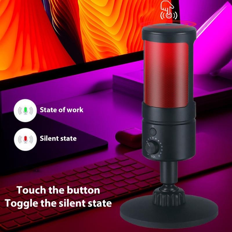Computer Microphone With Real Time Monitoring For Streaming Desktop Mic with Intelligent Lights Noise Reduce