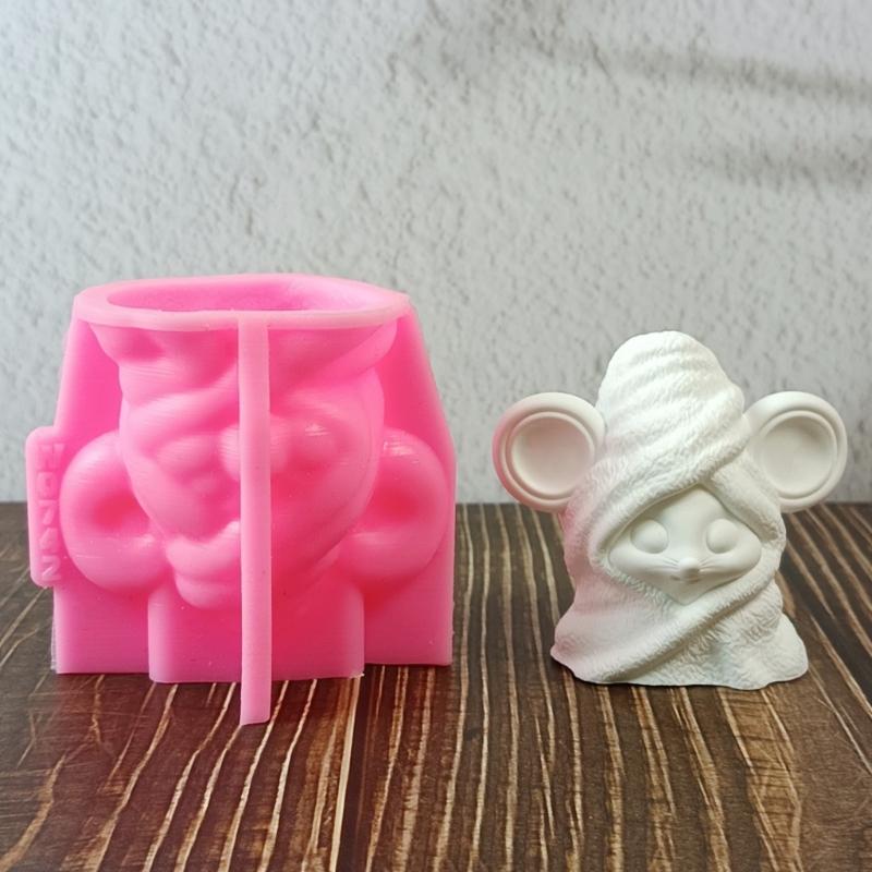 Mouse Shape Silicone Candle Molds for Epoxy Resin Candle Soap Chocolate Fondant Silicone Mold Cement Clay Silicone Molds