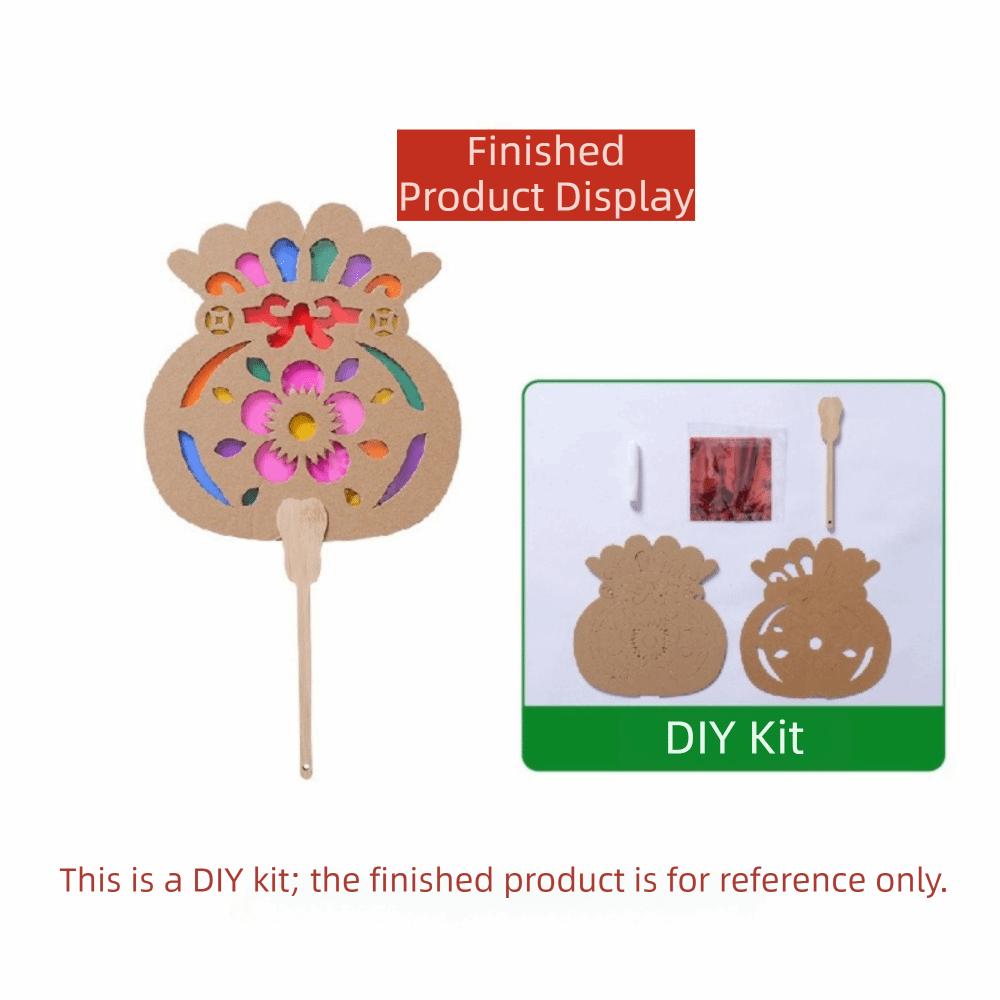 Color Enlightenment Mid-Autumn Festival Fan Eco-friendly Cardboard Fan Children s Craft Style A