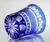 GREEM MARKET Crafts with Wooden Box Glasswork Kiriko Glass Cup Shochu Glass Kiriko Glass Product GMS00726 Number (Blue)