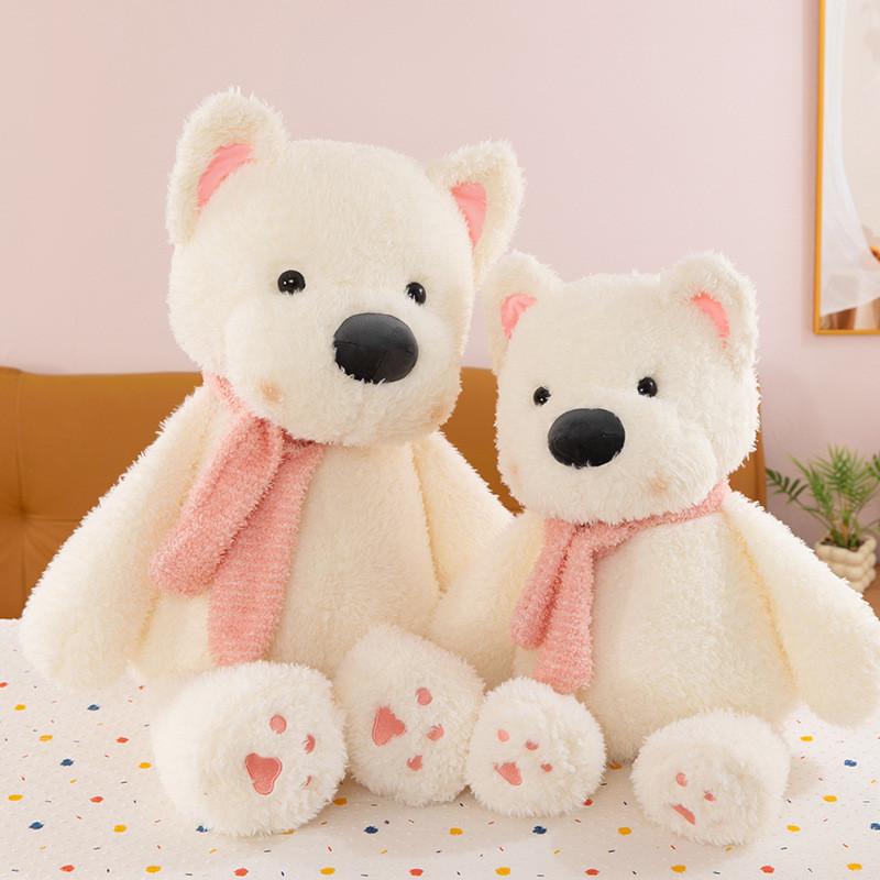 West White Highland Terrier With Scarf Plush Toy Stuffed Animal Doll Kids Gift