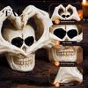 Durable Resin Art Ornament Gothic Skeleton Hands Heart Sculpture with Skull, Romantic Love Statue, Halloween Dark Style Home Accents Shape Finger