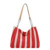 Contrasting striped woven bag women's new commuter shoulder underarm bag vacation wind woven tote bag