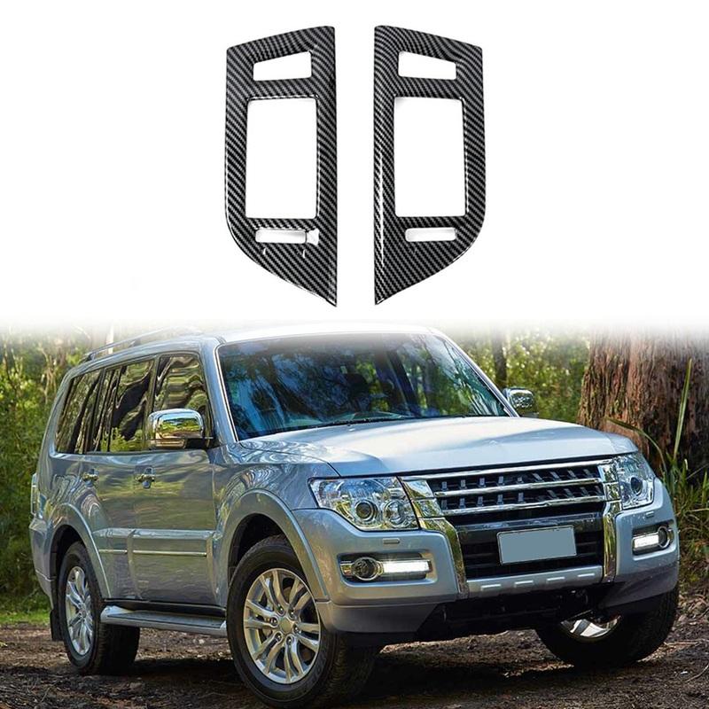 NEW-1Pair Car Interior Dashboard Center Console Air Vent A/C Outlet Frame Cover Trim Carbon Fiber Replacement For Pajero 2007-20