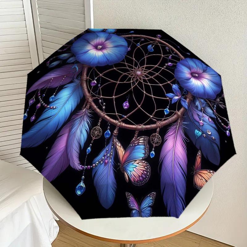 

1pc Dreamcatcher with Feathers and Flowers Umbrella with Plastic Handle,Suitable for All Seasons Home Travel Outdoor UmbrellaDD1569