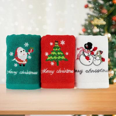 Juego de toallas de baño de 1 pieza, forro polar coral, microfibra absorbente, con bordado de Papá Noel y árbol de Navidad, ideal como regalo de Navidad.