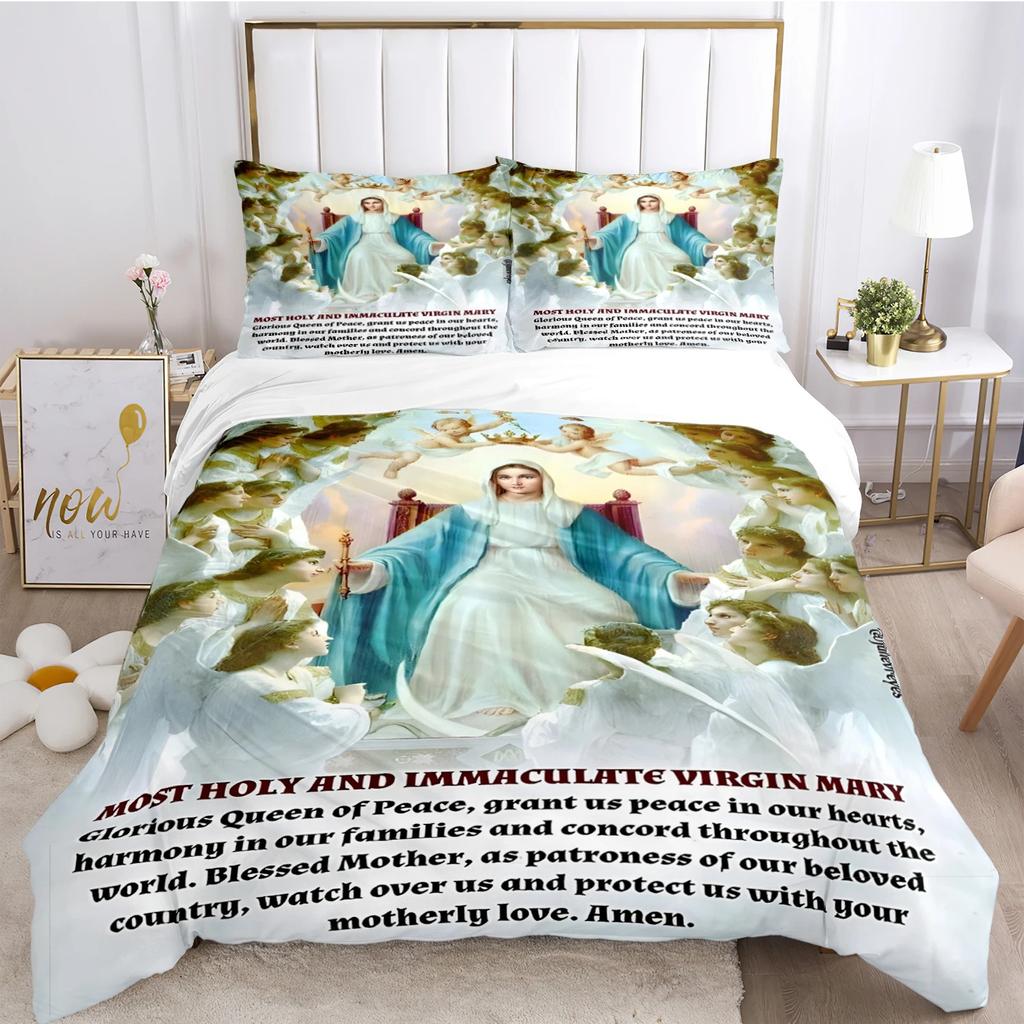 Kind Blesed Virgin MMary All Season Duvet Cover Comforter Bedding Collection Soft Quilt Cover And Pillowcases Singledoublequeenking