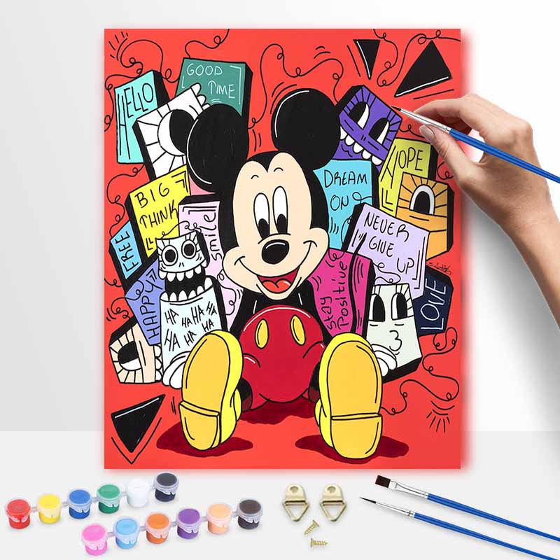 Disney Mickey Mouse Pop Art oil painting kit handmade diy gift home decoration wall decor colorful modern craft for living room bedroom office 126