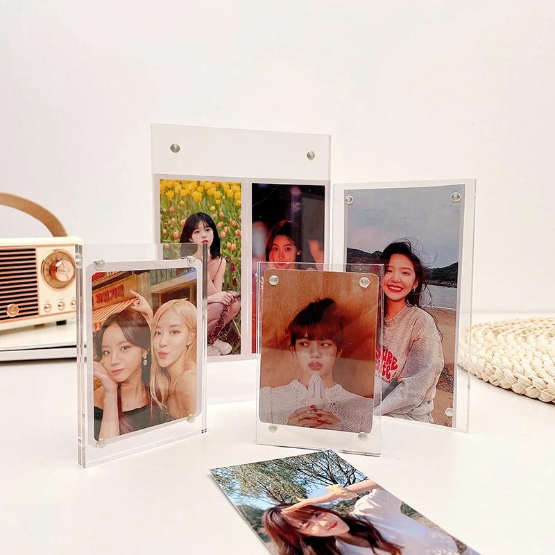 Acrylic Photo Frame Kpop Idol Photocard Hold Clear Picture Frame Mini Card Collect Book Photo Display Stand Desktop Decoration