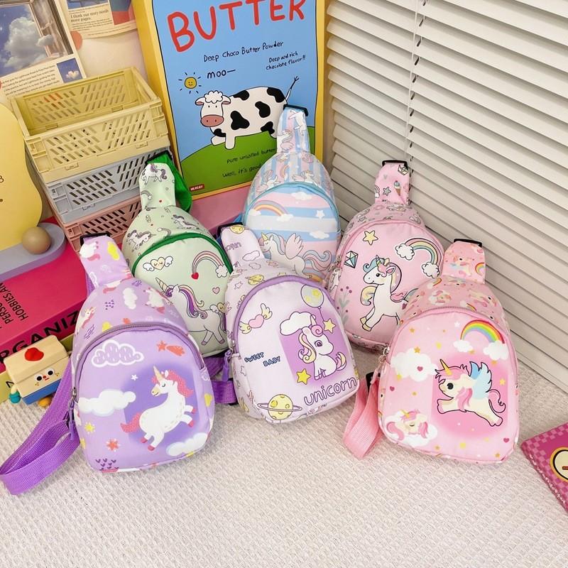 Unicorn Cartoon Cute Children Crossbody Bag Printed Pattern Daily Lightweight