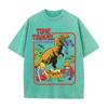 2026 Vintage Washed Beige Retro Dinosaur Kids Cartoon Graphic T Shirt Time Travel Animal Print Oversized Unisex Casual Short Sle