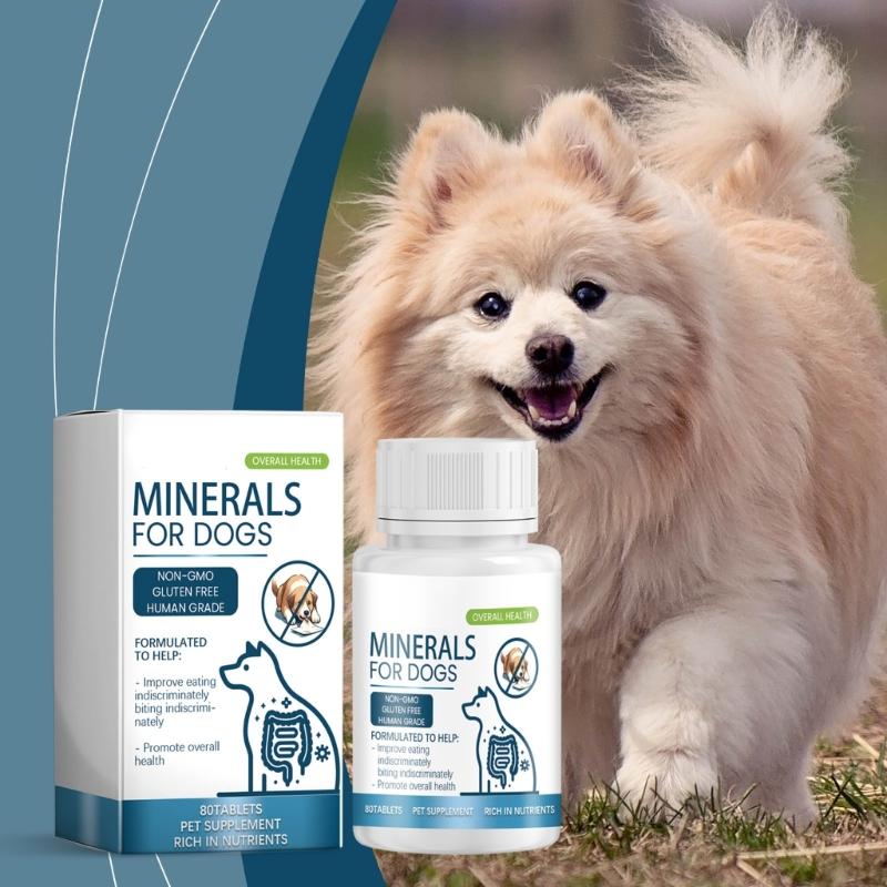 Minerals Supplement Tablets for Dogs 80 Tablets Support Healthy Growth and Daily Nutrition Need Immune Improve