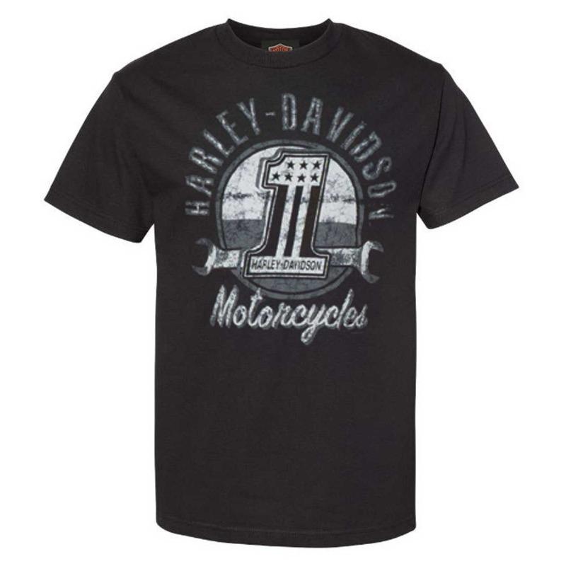 Harley-Davidson Herren Grau Schraubenschlüssel Rundhals Kurzarm T-Shirt, Schwarz 5XL gray