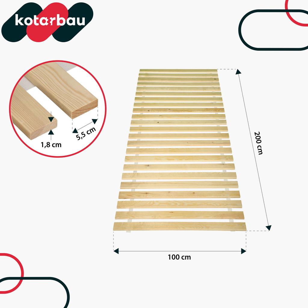 Wooden Bed Frame With Slats On A Mattress Strap 100 X 200 Cm