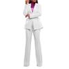Fashion Pearl Splicing Women's Set Long Sleeve Blazer Wide Leg Pants Suit Winter Set Outfit