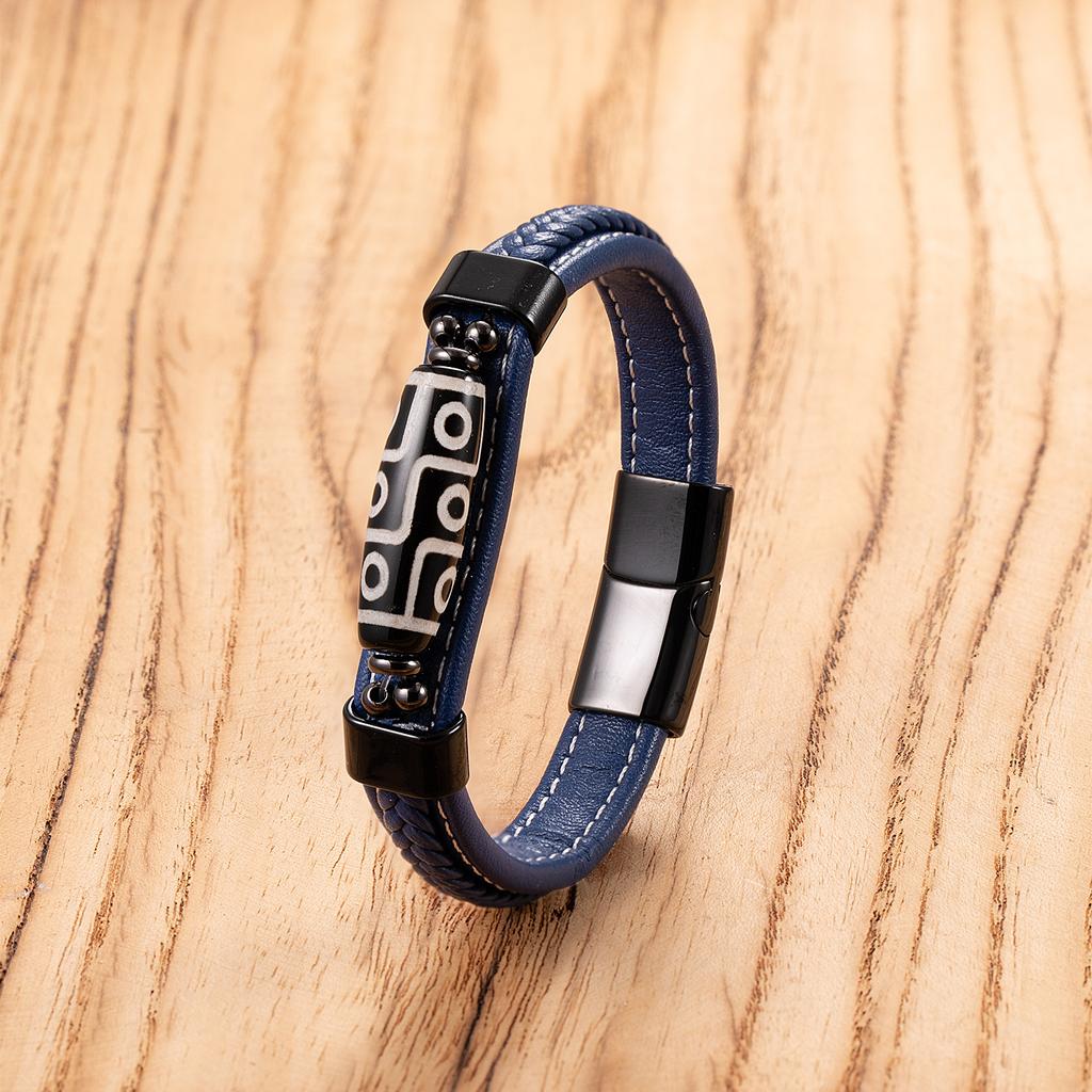 2026 Magnet Buckle Leather Bracelet Tibetan Nine-eye Rope Bead Bracelet Men's and Women's Hand-woven Ethnic Style Bracelet