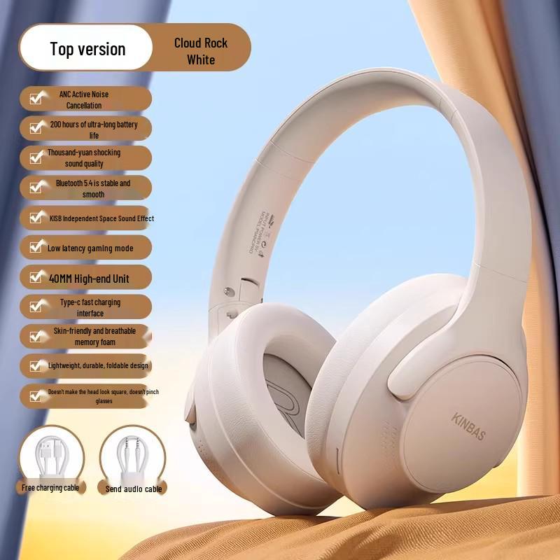 Kabellose Over-Ear Bluetooth-Kopfhörer mit 200 Stunden Akkulaufzeit, Geräuschunterdrückung und Gaming-Funktionen für Sport, Mobiltelefon und Computer