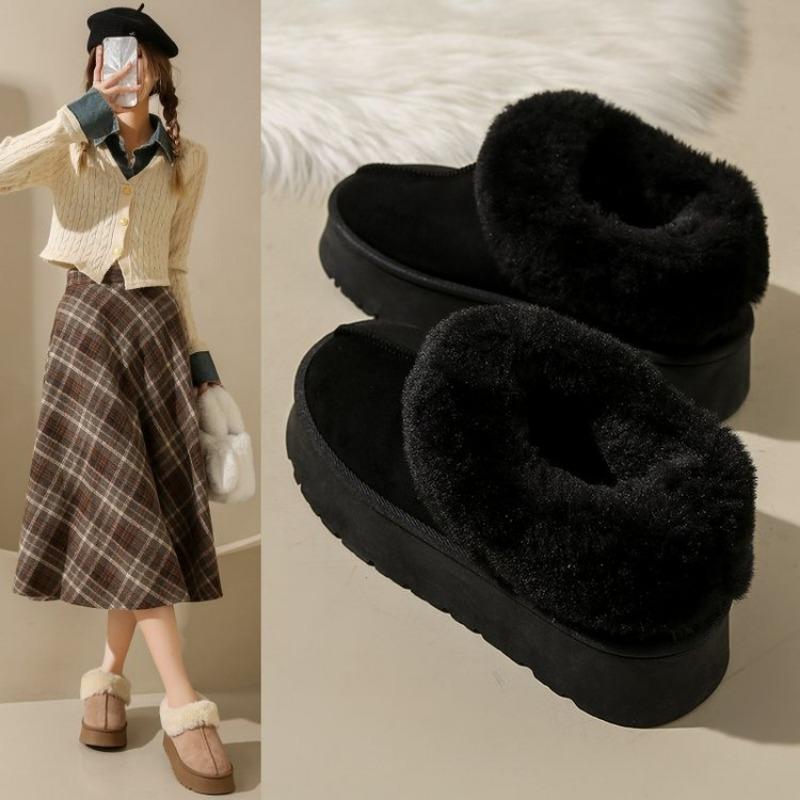 

Новые утепленные зимние ботинки на толстой подошве, хлопковая обувь, меховые ботинки-одноножки, женские ботинки-булки 35 чёрный