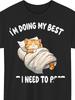 Plus Size, for Man and Women's Plus Size Oversized Pajama T-Shirt - I'm Doing My Best But I Need Rest Cat Print Sleepwea