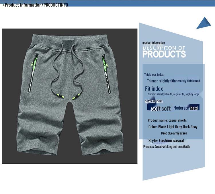 Men's Knitted Five-Point Cotton Beach Shorts - Loose, Plus Size, Quick-Drying, Casual Sports Style.