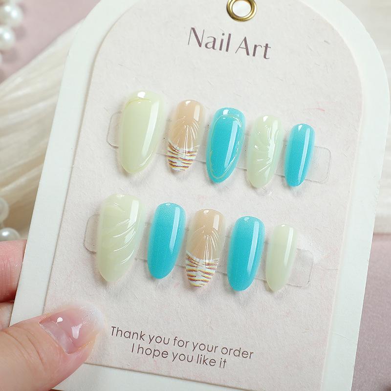 30-Piece Almond Seashell 3D Ocean Manicure Tips