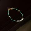 Natürliche Süßwasserperle Türkis Perlen Anhänger Halskette Damen Zarte Kette Boho Chic Schmuck