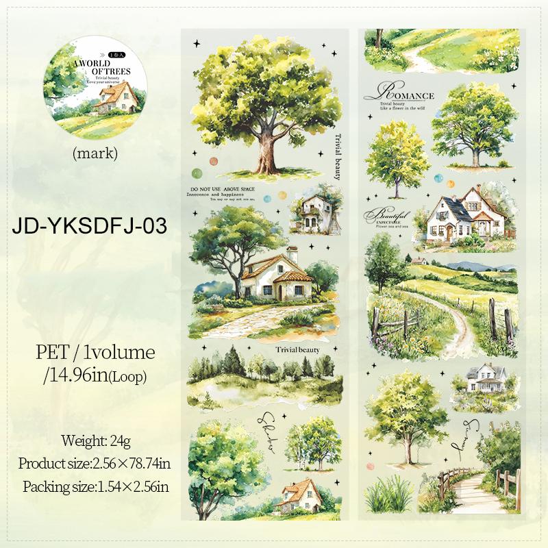 65mm*200cm Scenery of Tree Series Vintage Tree Landscape PET Tape Creative DIY Journal Material Collage Scrapbook Stationery