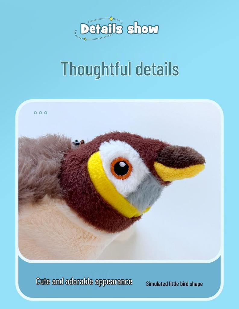 Pet Plush Bite-Resistant Interactive Bird Toy for Cats and Dogs