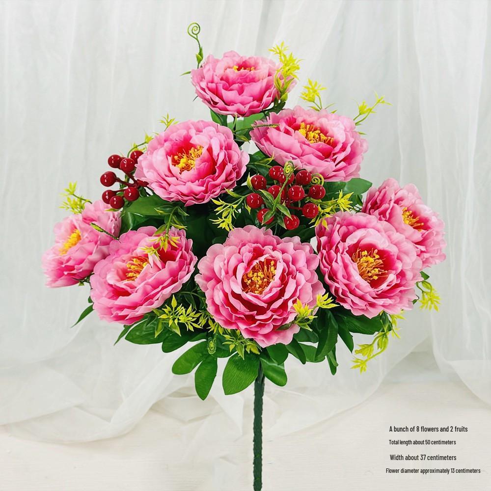 Curly Edge Red Rose Bouquet - 6 Head Artificial Silk Flowers for Living Room Decoration