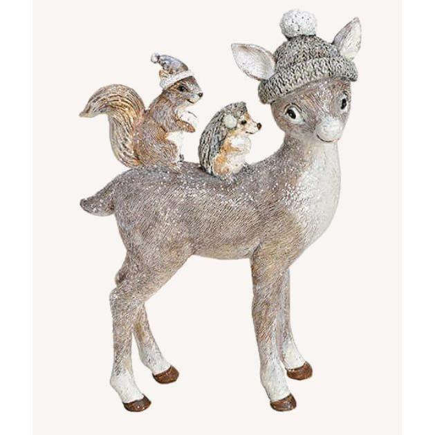Objet décoratif - Non spécifié - Chevreuil gris pailleté - 10x15x4 cm - Intérieur - Mixte