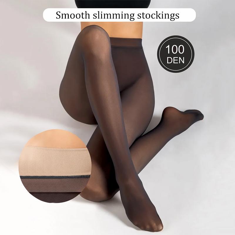 80G-200G Winter Fleece Samt Verdickt Thermostrumpfhose Leggings Damen Thermo Strümpfe Hohe Taille Elastisch Durchsichtig Strumpfhose M brown