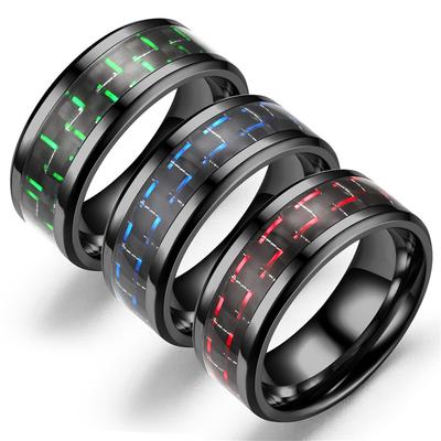 Mode 8mm Zwart Roestvrij Staal Draak Ringen Voor Mannen Vrouwen Ingelegd Blauwe Koolstofvezel Mannen Ringen Punk Trouwring Sieraden Cadeaus