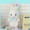 Plush Rabbit Lolita Shoulder Bag With Lace Bow Design And Faux Pearl Shoulder Strap For Daily Use