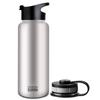 1000ml Stainless Steel Vacuum Insulated Water Bottle with Two Lids, Perfect for Travel, Outdoor Activities, and Sports, Silver
