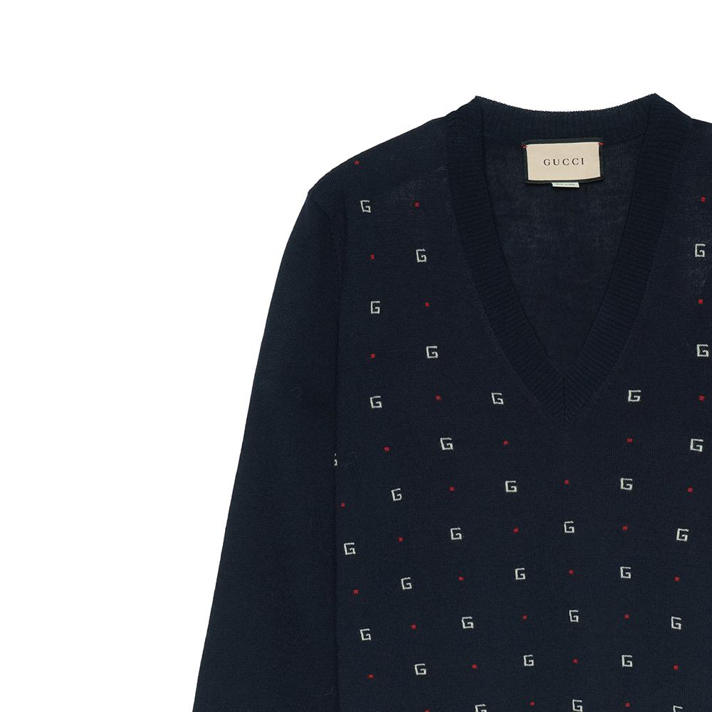 GUCCI Sweaters Men's Dark Blue Crew Neck Moderate Other 545628XKABL