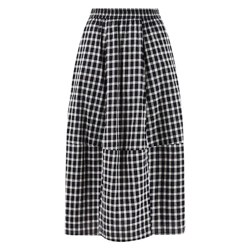 Qiushui Yiren Women's Color-block Plaid A-line Skirt