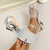 Square Toe Woven Hollow-Out Wedge Sandals – Summer New European & American Style Large-Size Covered-Toe Open-Back High-Heel Sandals for Women