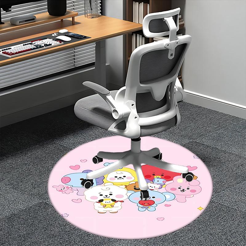 

BT21 Kpop Chair mat Round Rug-Office carpet, Machine Washable, Non-slip, Suitable for Living Rooms, Bedrooms 80cm
